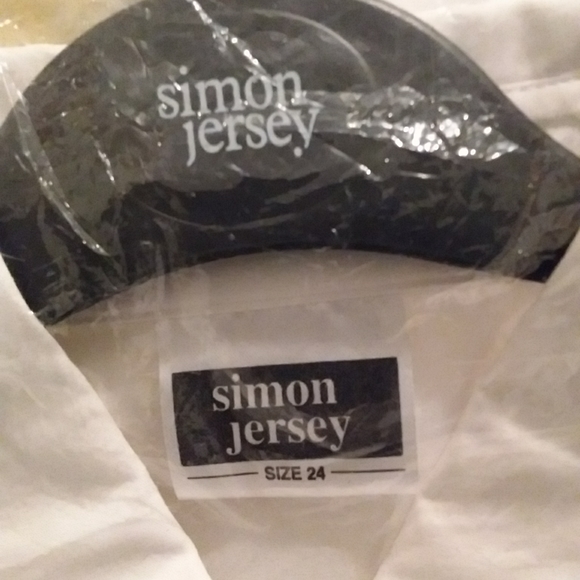 ADORABLE  WOMEN WHITE BUTTON DOWN SIMON JERSEY SHIRT SIZE 24 - Picture 4 of 5